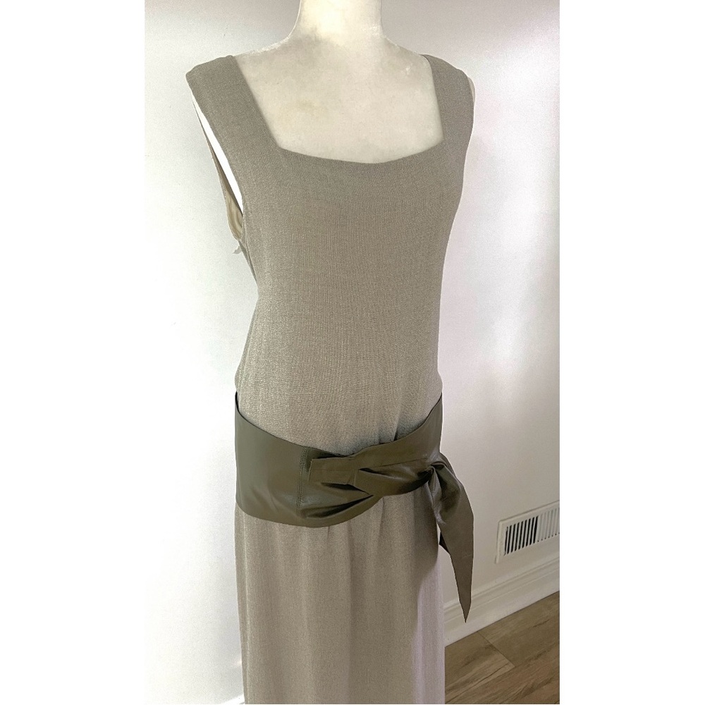 French Vintage 1980s Olive Leather Belt – Wide Draping Hip or Waist - Picture 16 of 16